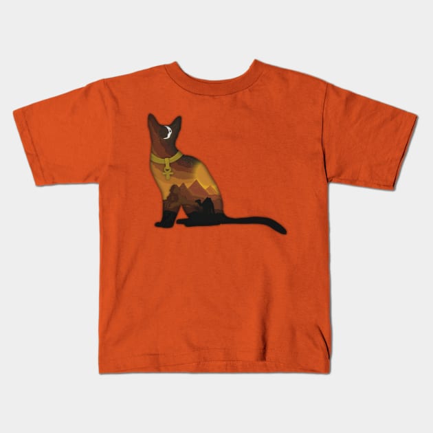 Minimalistic Paper Craft Digital Art - Egyptian Cat Kids T-Shirt by JP